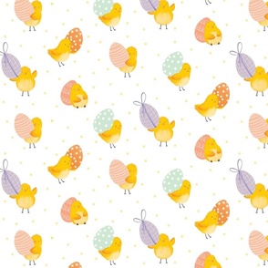 Easter Chicks with Eggs Pattern