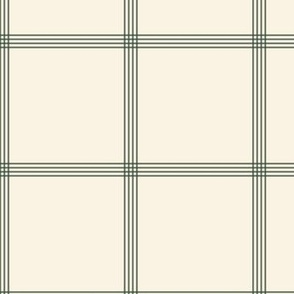 Scandinavian Farmhouse Ticking Plaid in Cream + Olive Green