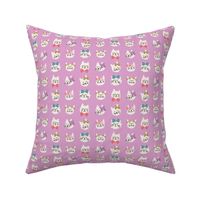 Kitty Cats with Bright Bows on Purple - 1 inch