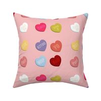 Knitting Candy Hearts-Large Pink Background