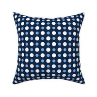 XS ✹ White and Carolina Blue Geometric Polka Dots on a Navy Blue Background