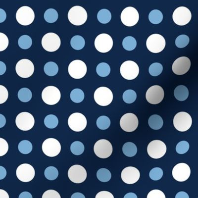 XS ✹ White and Carolina Blue Geometric Polka Dots on a Navy Blue Background