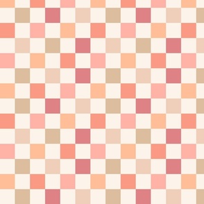 small checkerboard in peach coral pink beige y2k fun fabric