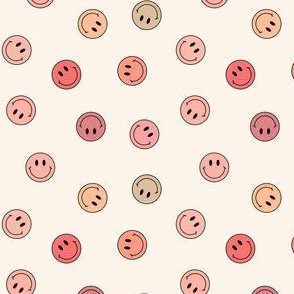 tiny micro smiley faces in boho peach pink coral beige fun y2k