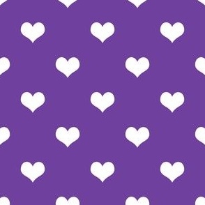 Purple and White Heart Polka Dots