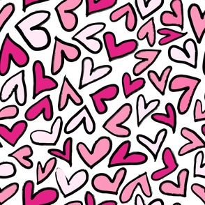 Seamless pattern with abstract pink hearts.