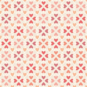Decorative heart checkered pattern warm peach tones