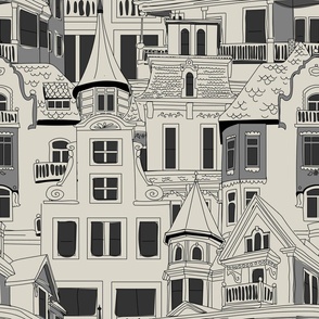 houses in black and white
