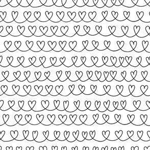 Hand drawn one line  hearts on white background