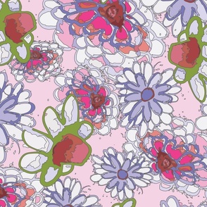 colorful zinnia pattern with pink