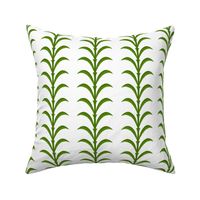 STALK WITH LEAVES STRIPE 4" green on white 