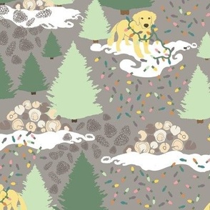 Zoe's Christmas in the Woods - small - Taupe Gray Background