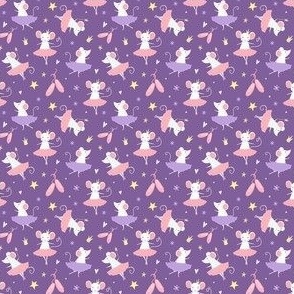 Small - Ballet Dancing Mice  on Purple fabric