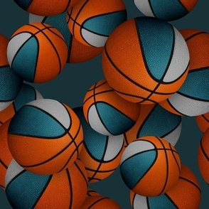 teal gray team colors basketballs pattern on teal background