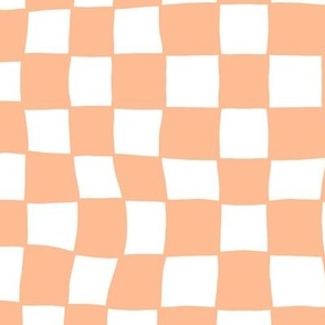 Hand Drawn Checkerboard Pattern (peach fuzz/white)