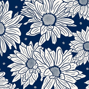 Pretty In Bloom Daisy Navy Blue and Cream