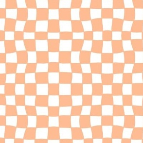 Mini Hand Drawn Checkerboard Pattern (peach fuzz/white)