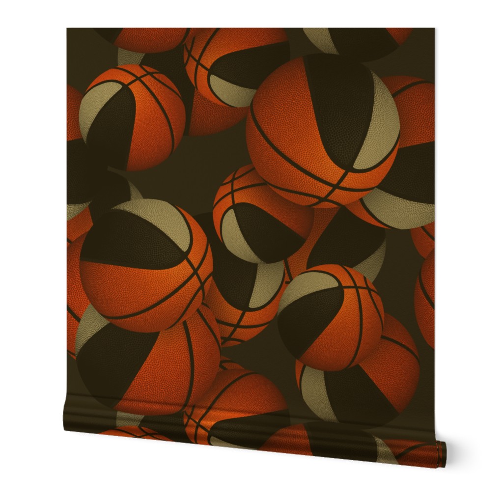 black gray team colors basketballs pattern on dark gray background
