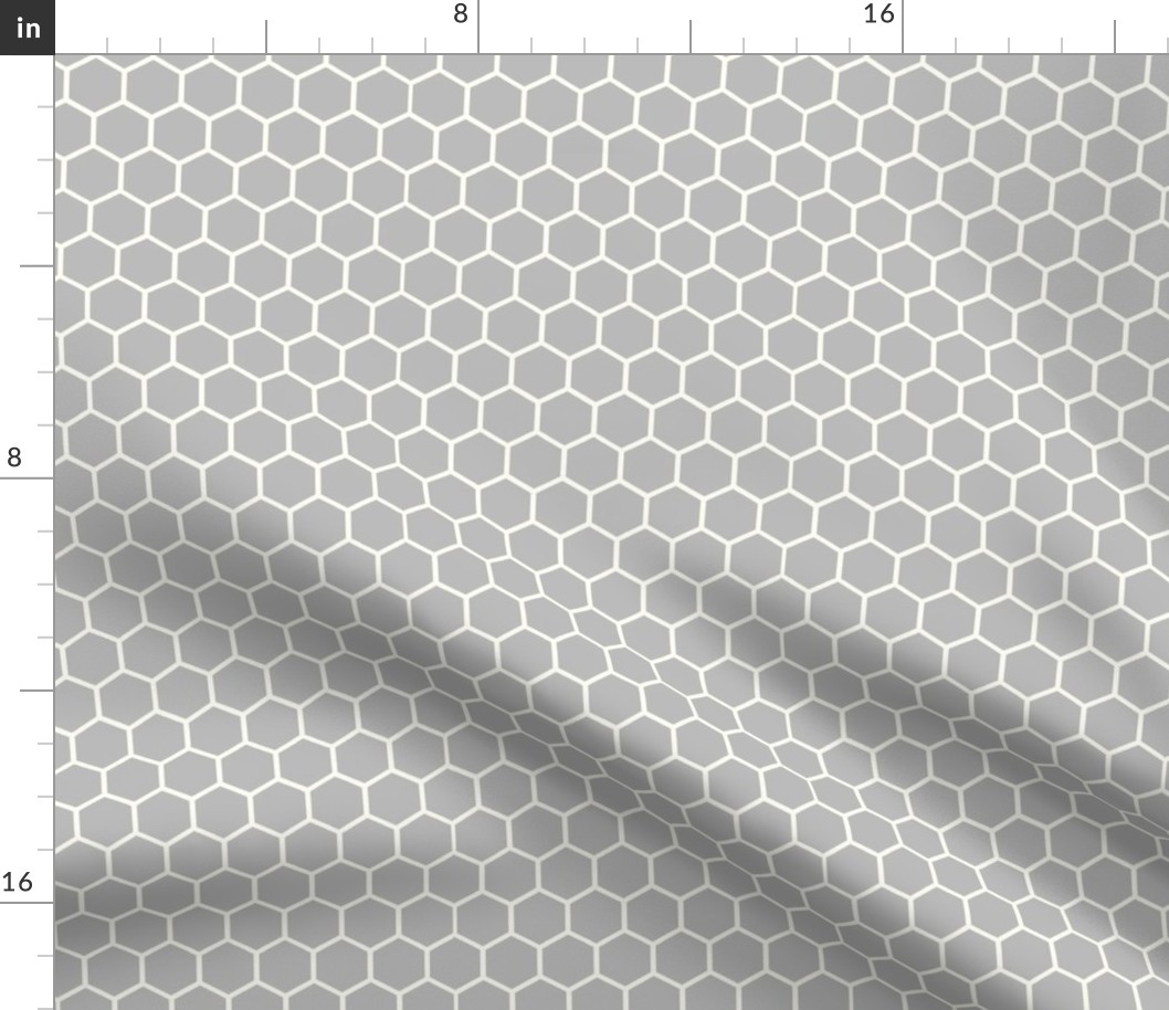 Smaller Hexagon Honeycomb Natural on Cloud Grey