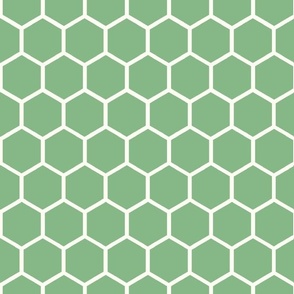 Bigger Hexagon Honeycomb Natural on Fresh Green