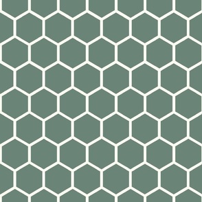 Bigger Hexagon Honeycomb Natural on Soft Pine Green