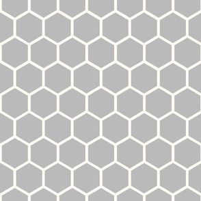 Bigger Hexagon Honeycomb Natural on Cloud Grey