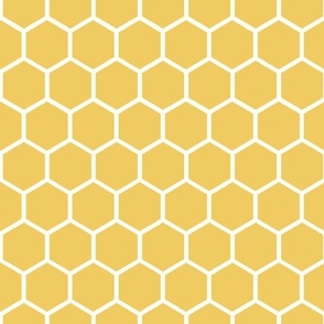 Bigger Hexagon Honeycomb Natural on Daisy Yellow