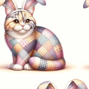 Purr-fectly Plaid Cat in Bunny Ears: Easter Pastel Dream