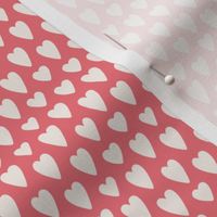 Pink Hearts on Red - 1/2  inch