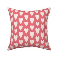 Cream Hearts on Red - 2  inch