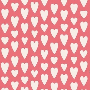 Cream Hearts on Red - 1  inch
