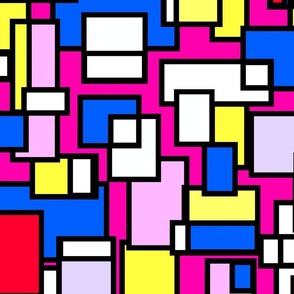 Mondrian Inspired Neo Plasticism Pink Yellow Blue