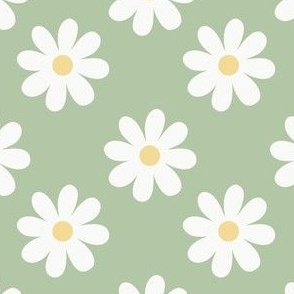 Spring Daisies - Easter - Green and White