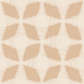 Neutral beige geometric crossed wavy lines, light on dark. Hatched four-pointed star