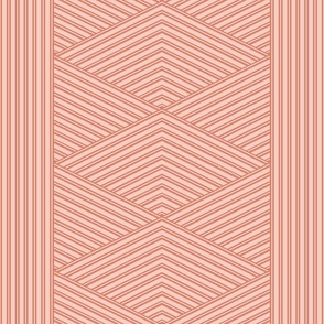 Seamless texture of decorative monumental geometric intertwining lines of terracotta shades