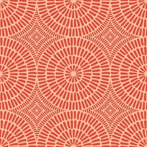 Mosaic Circles - Warm Red on Apricot Cream