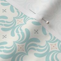 Small-welcoming walls-teal, rusty and off white wallpaper & home decor
