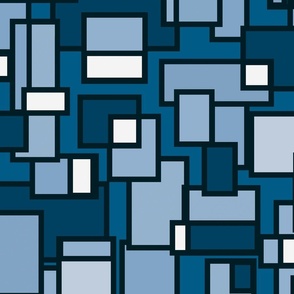 Mondrian Inspired Muted Blues Neo Plasticism Geometric muted blue tones