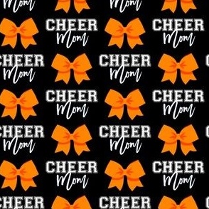 Cheer Mom - bows - orange on black - LAD24