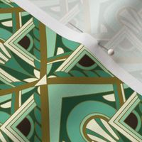 Smaller Scale // Geometric Abstract Art Deco in Mint Green Teal Brown & Cream