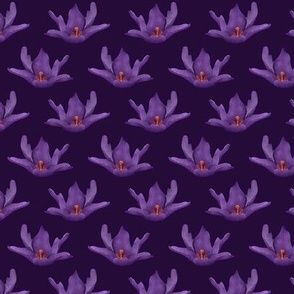 Purple Flowers on Dark Purple Small Scale