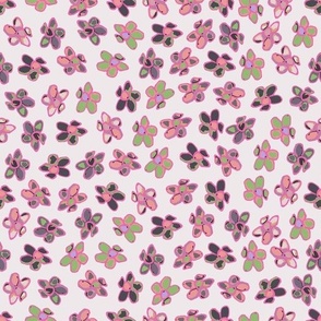 cheerful floral dot with pink and purple