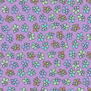 fun floral dot with purple and blue