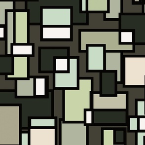 Mondrian Inspired Khaki Camo Green Tones Neo Plasticism Geometric