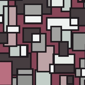 Mondrian Inspired Wine and Grey Tones Neo Plasticism Geometric Squares