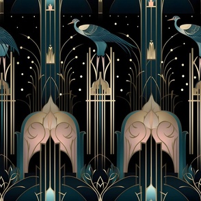 Art Deco Elegant Herons