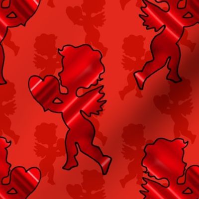 Red Foil Cupids (ruby red background)