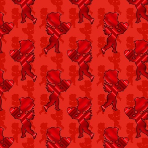Red Foil Cupids (ruby red background)
