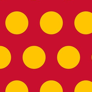 Polka Dot - Yellow on Red 2"