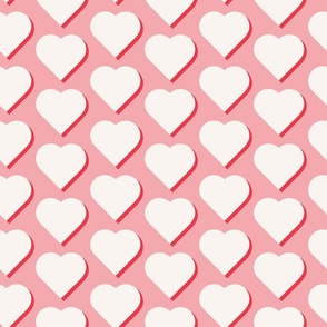 Hearts | White & Red on Pink